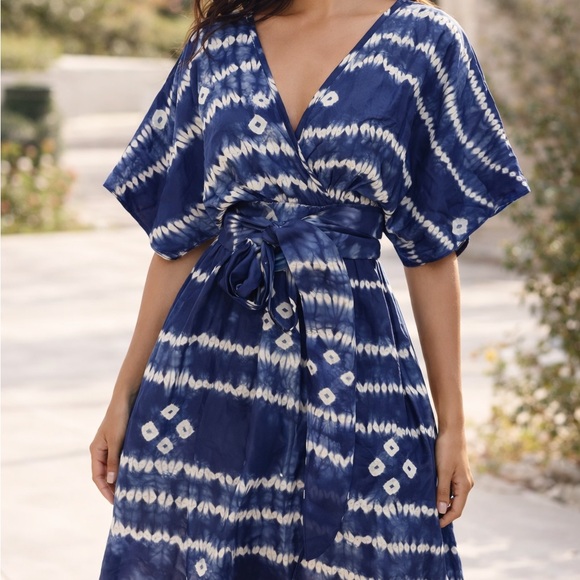 Calypso St. Barth Dresses & Skirts - Calypso St. Barth 100% SILK Indigo and White Tie-Dye Dress from the Real Real.